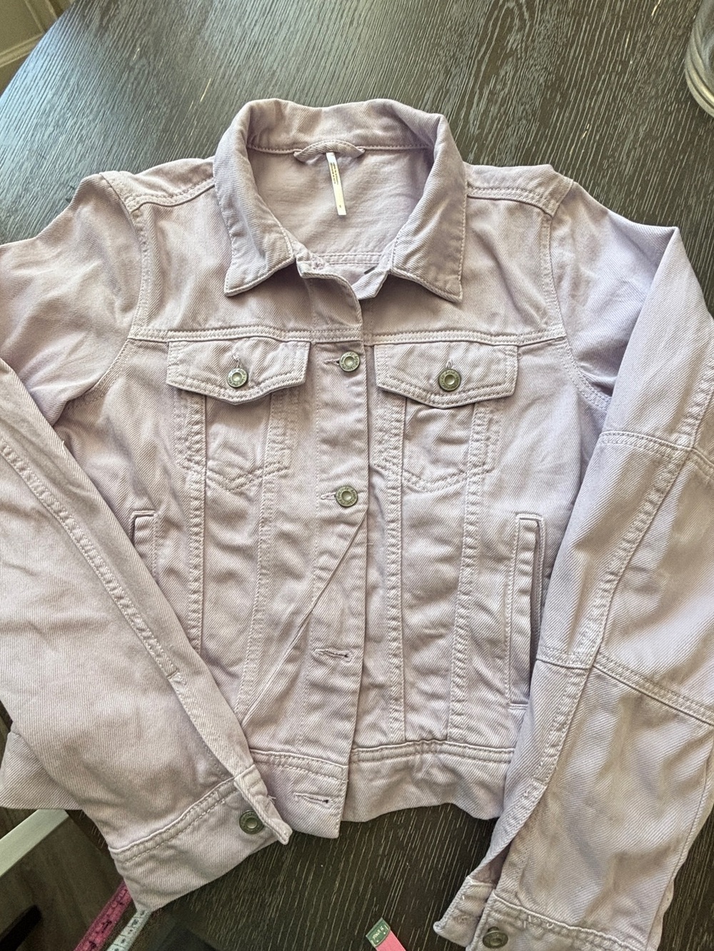 Free People Rumors Lavender Button-Up Denim Jacket Small SKU 26 - Picture 11 of 13